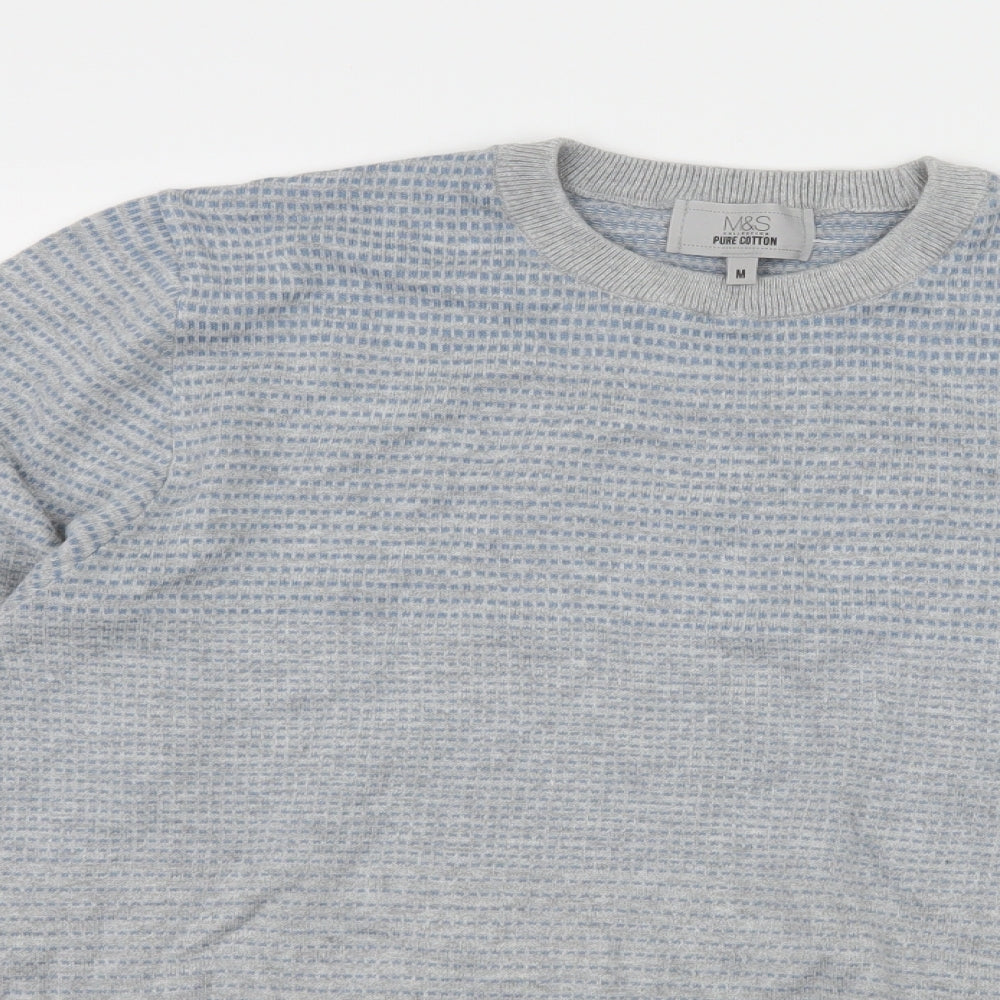 Marks and Spencer Mens Grey Striped Knit Pullover Jumper Size M