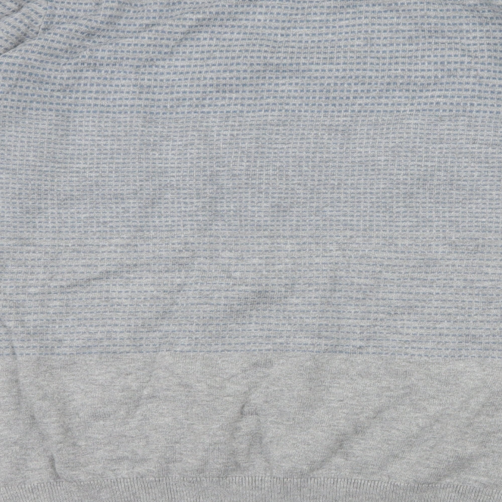 Marks and Spencer Mens Grey Striped Knit Pullover Jumper Size M