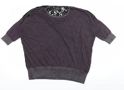 Replay Womens Purple Striped Knit Pullover Jumper Size XS  - Lace back