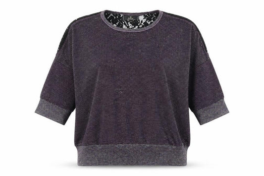 Replay Womens Purple Striped Knit Pullover Jumper Size XS  - Lace back