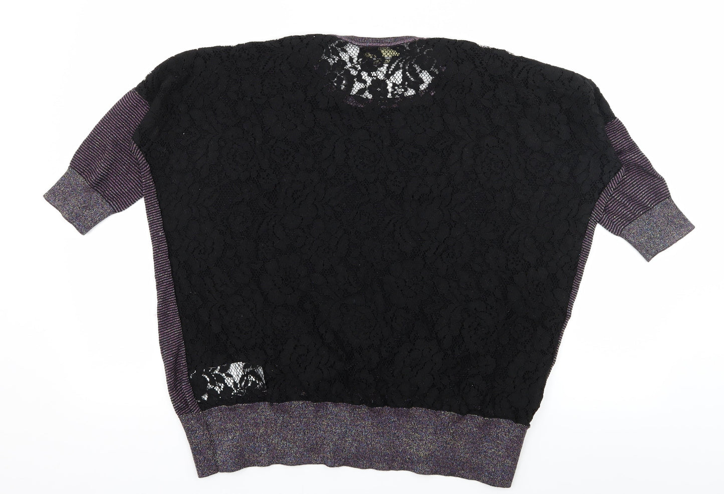 Replay Womens Purple Striped Knit Pullover Jumper Size XS  - Lace back