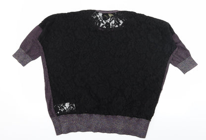 Replay Womens Purple Striped Knit Pullover Jumper Size XS  - Lace back
