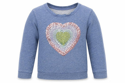 John Lewis Girls Blue  Jersey Pullover Sweatshirt Size 2 Years  - Love heart