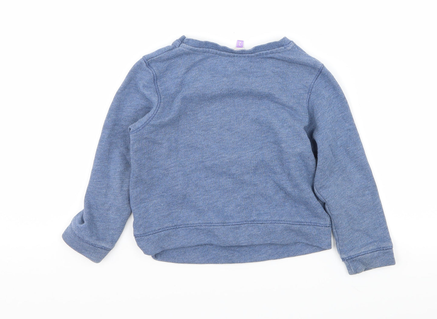 John Lewis Girls Blue  Jersey Pullover Sweatshirt Size 2 Years  - Love heart