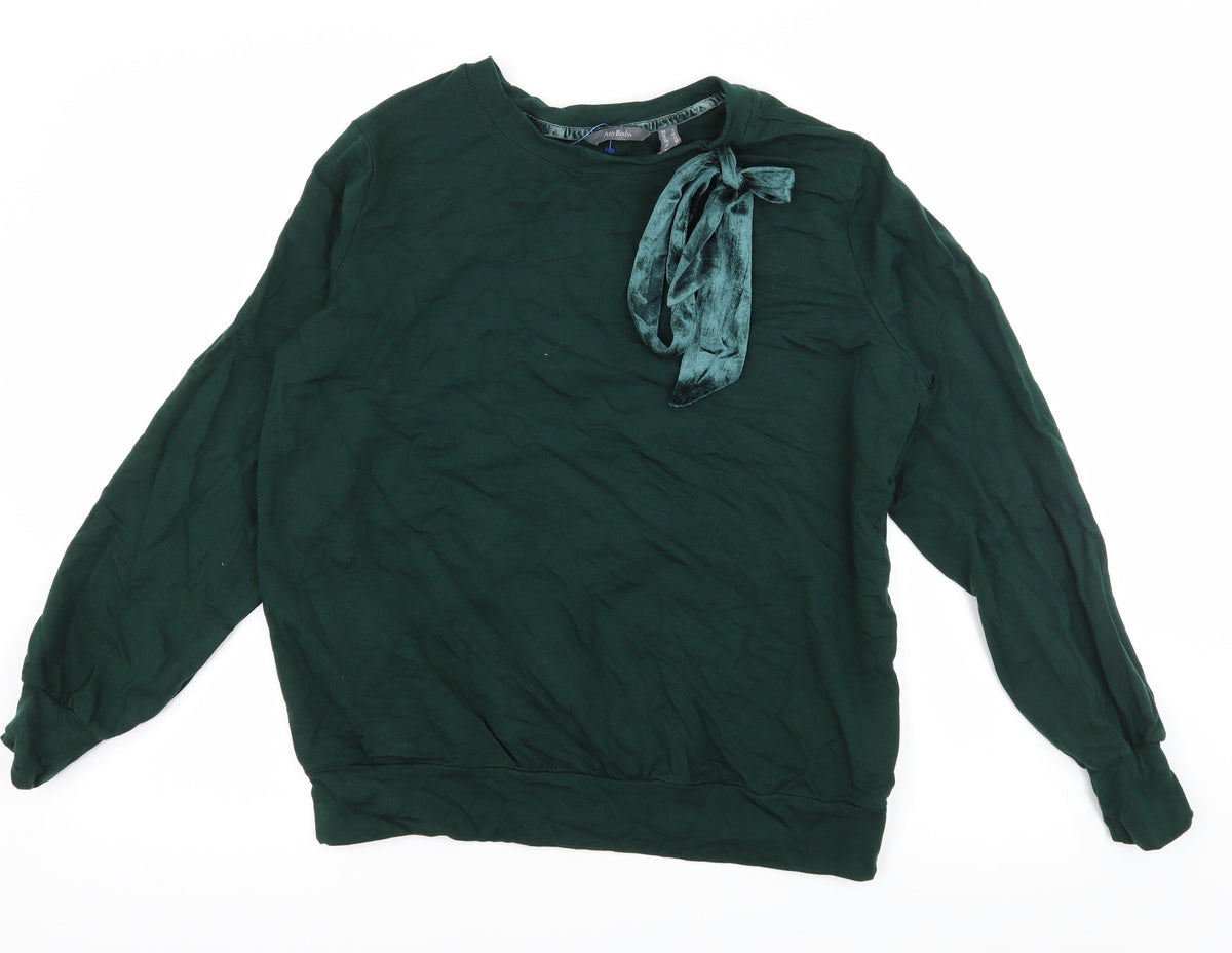 AnyBody Womens Green  Jersey Pullover Sweatshirt Size M