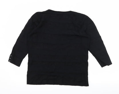 BHS Womens Black Striped Knit Pullover Jumper Size 14
