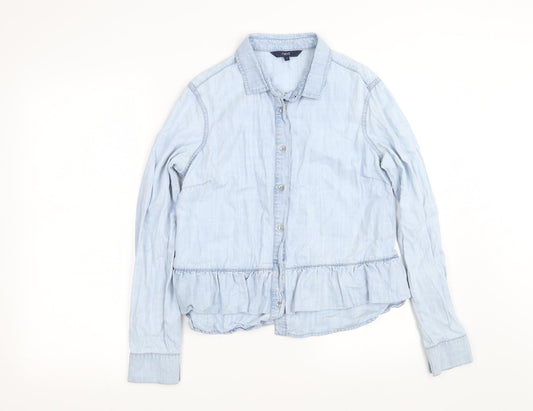 Womens UK Size 8 NEXT Blue Basic Button-Up