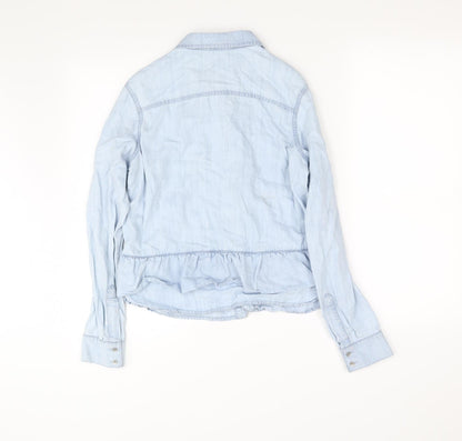 Womens UK Size 8 NEXT Blue Basic Button-Up