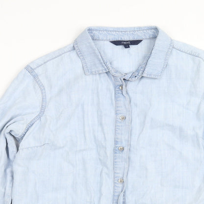 Womens UK Size 8 NEXT Blue Basic Button-Up