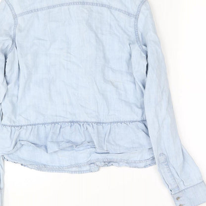 Womens UK Size 8 NEXT Blue Basic Button-Up