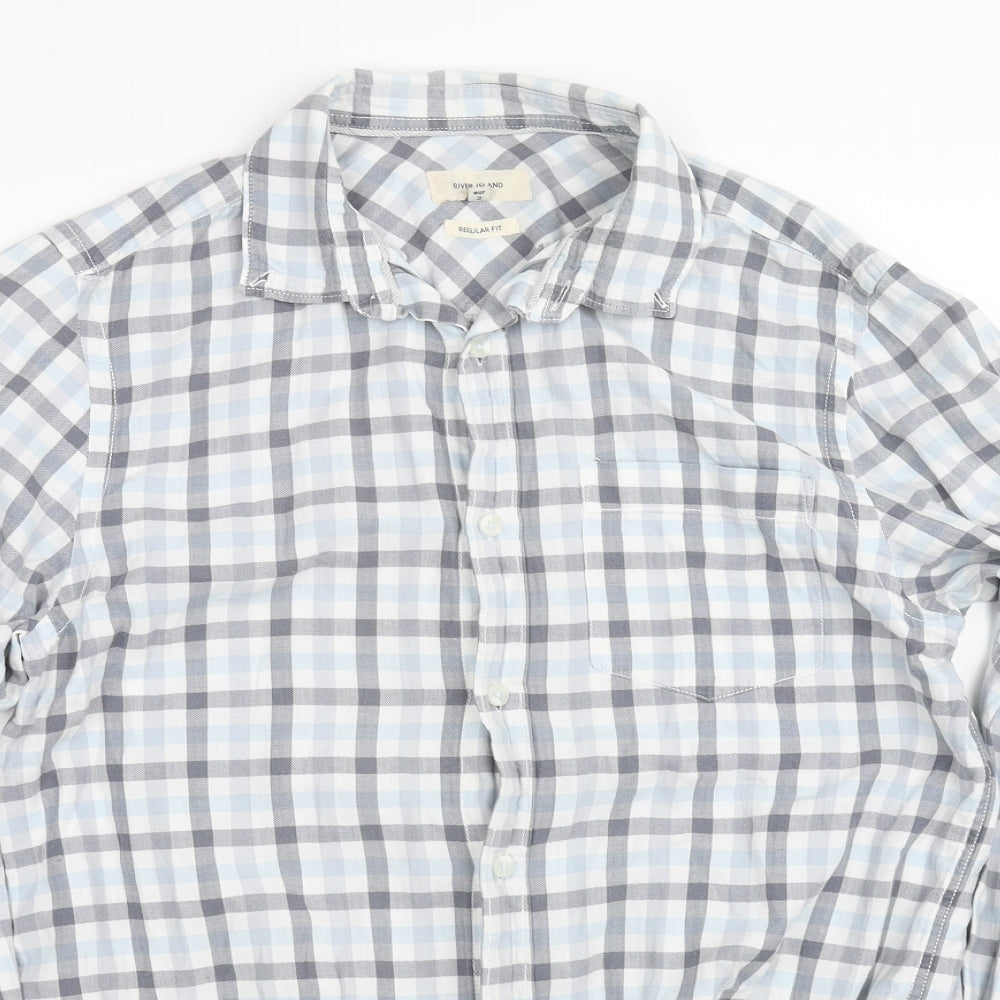 Womens UK Size 2 River Island Blue Basic Button-Up