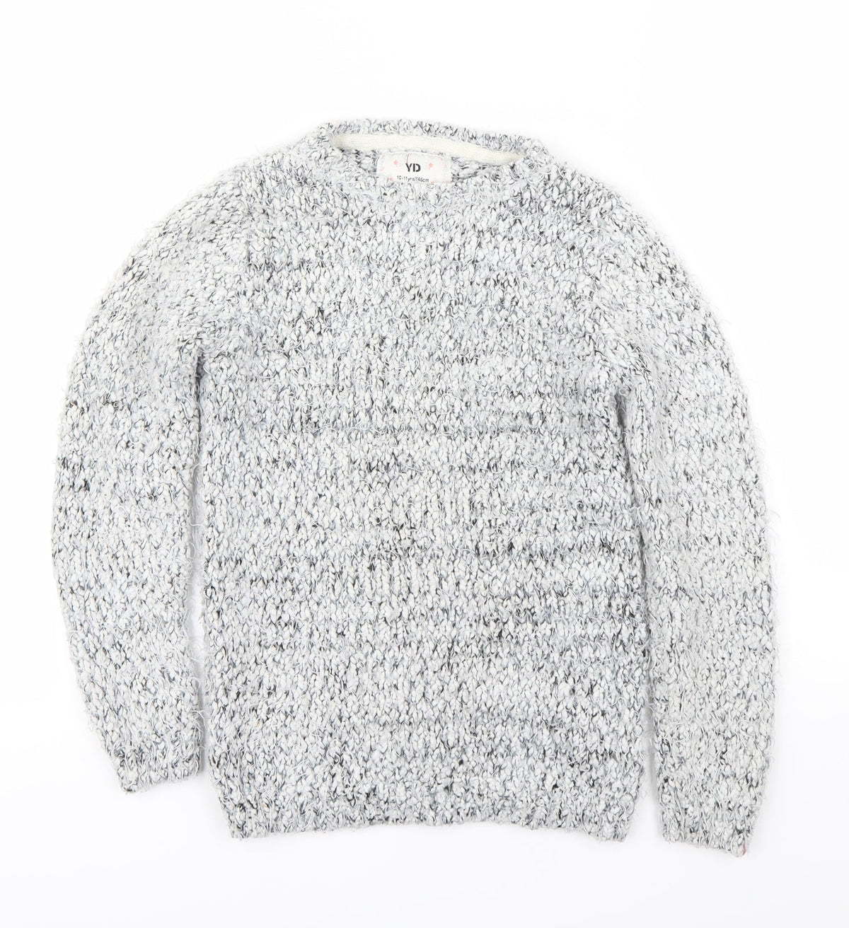 YD Girls Grey Houndstooth  Pullover Jumper Size 10-11 Years