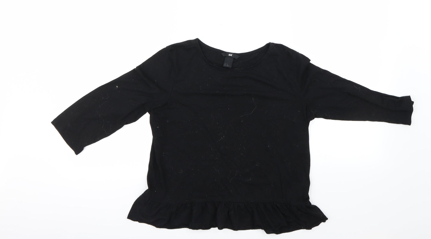 Womens UK Size XS H&M Black Basic T-Shirt