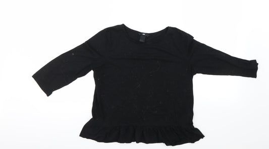 Womens UK Size XS H&M Black Basic T-Shirt
