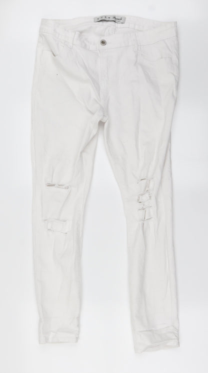 denim co Womens White   Straight Jeans Size 14 L26 in