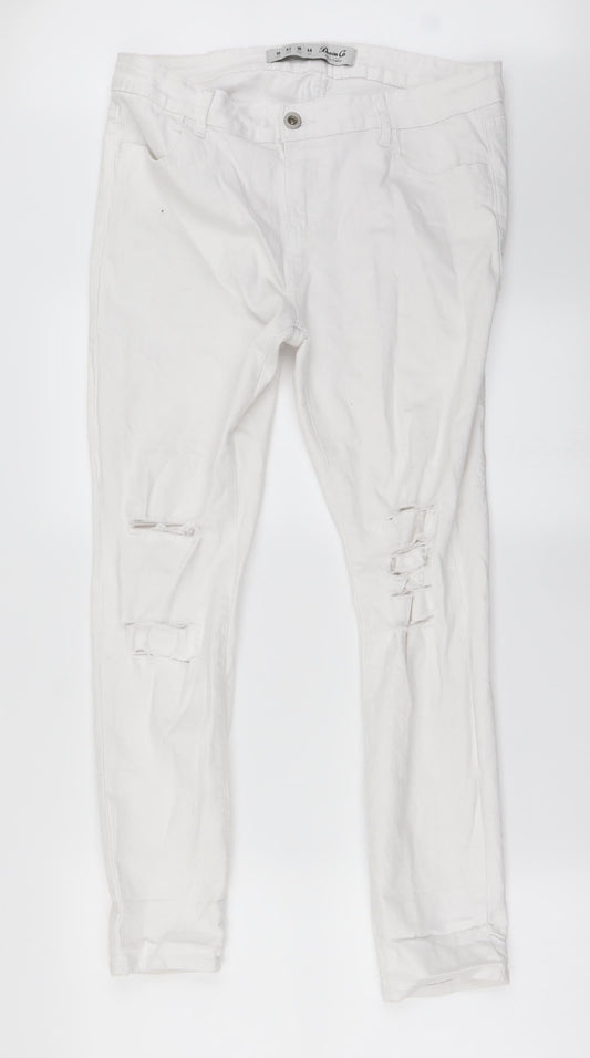 denim co Womens White   Straight Jeans Size 14 L26 in
