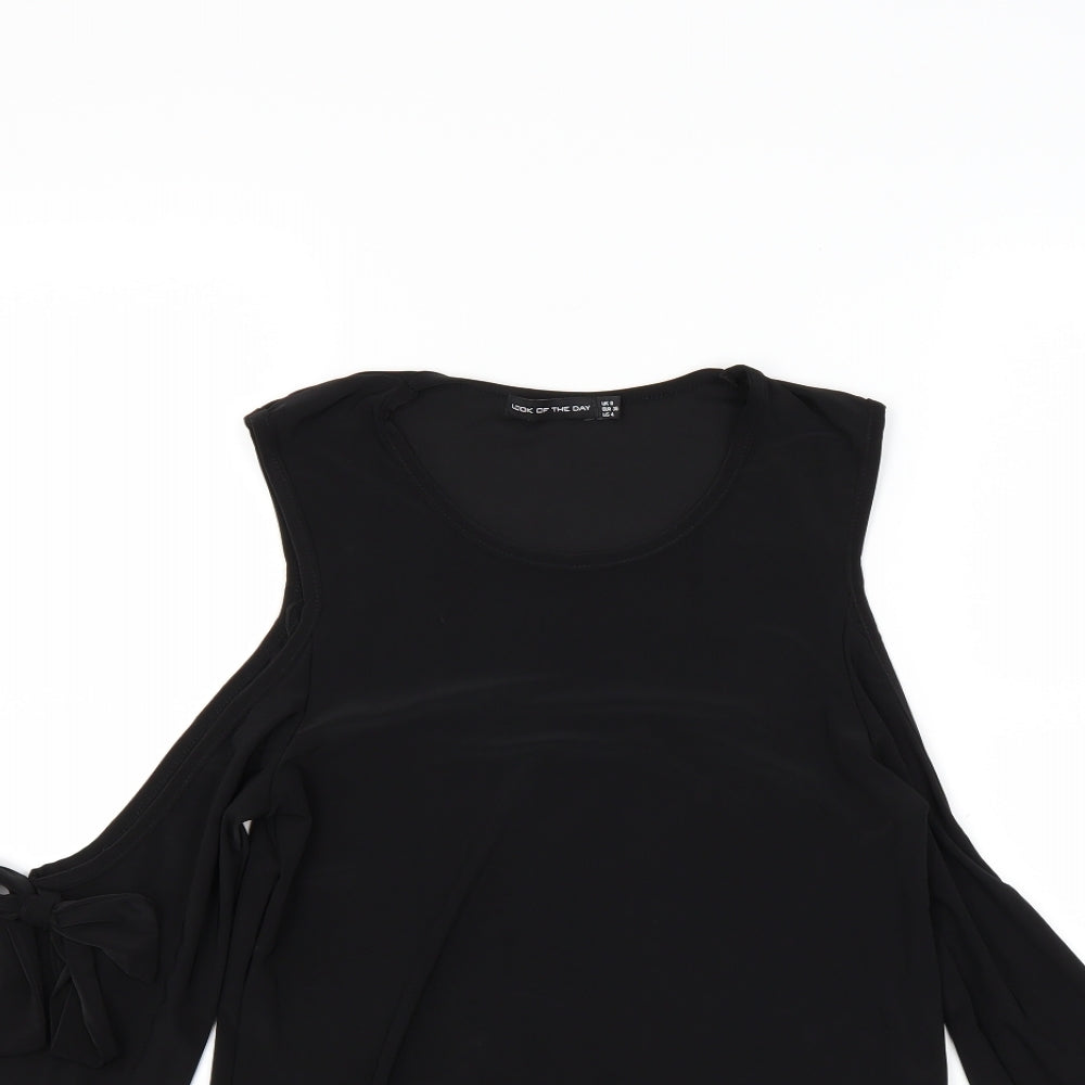 Womens UK Size 8 Look of the day Black Basic Polo