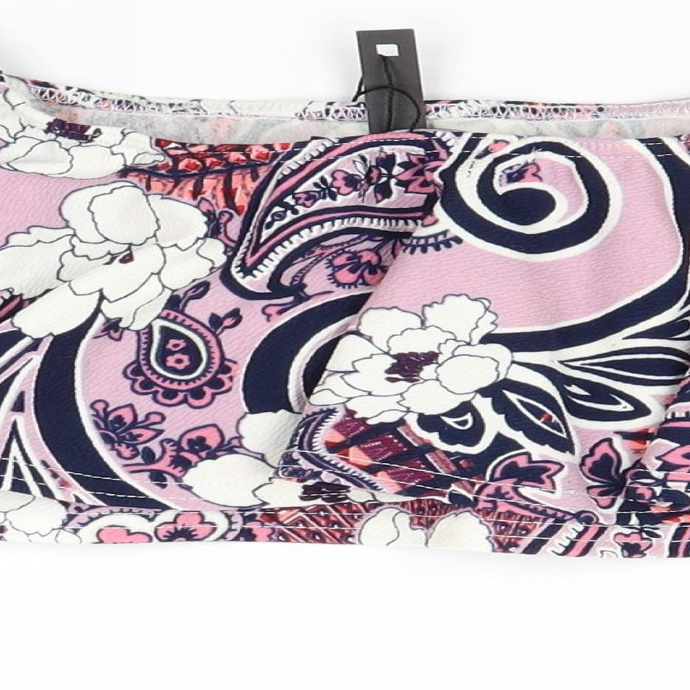lotd Womens Pink Floral  Cropped Blouse Size 8