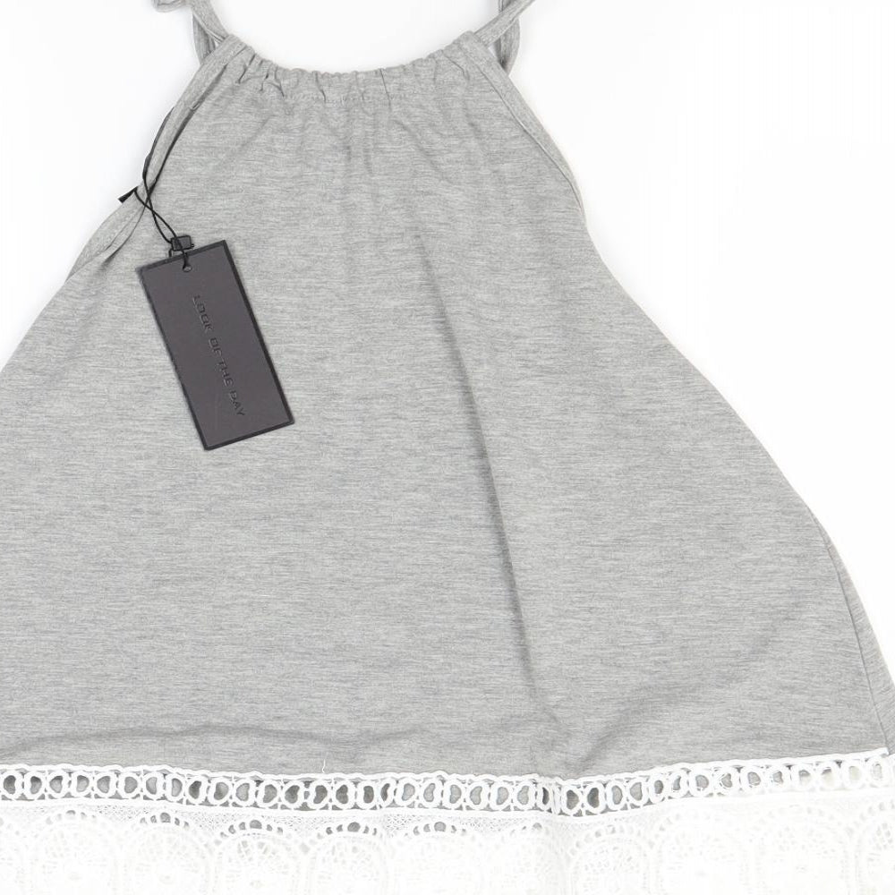 Womens UK Size 8 lotd Grey Camisole Blouse