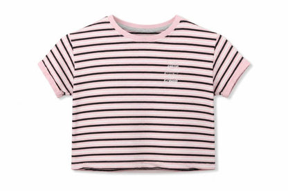 George Girls Pink Striped  Basic T-Shirt Size 9-10 Years