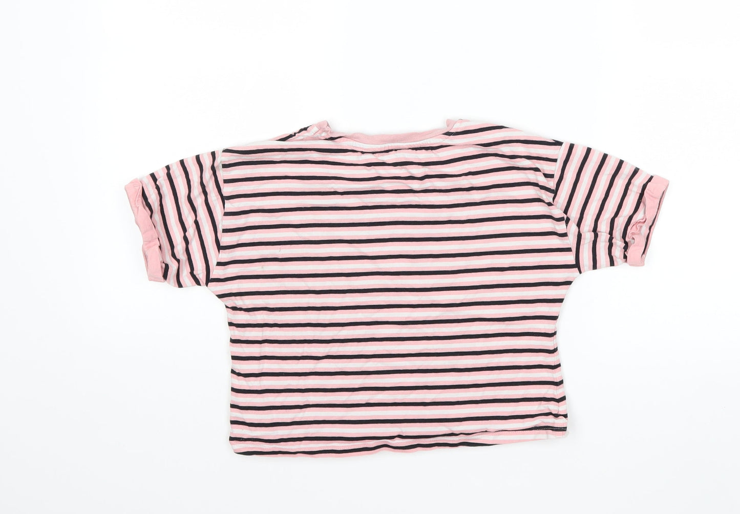 George Girls Pink Striped  Basic T-Shirt Size 9-10 Years