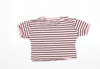 George Girls Pink Striped  Basic T-Shirt Size 9-10 Years
