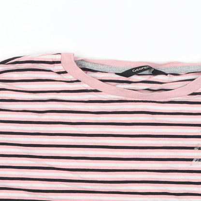George Girls Pink Striped  Basic T-Shirt Size 9-10 Years