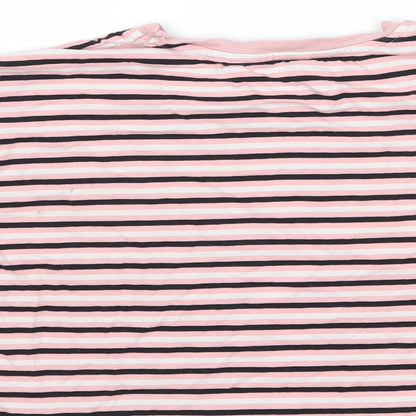 George Girls Pink Striped  Basic T-Shirt Size 9-10 Years