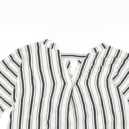 River Island Womens White Striped  Basic Blouse Size 10