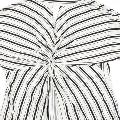 River Island Womens White Striped  Basic Blouse Size 10