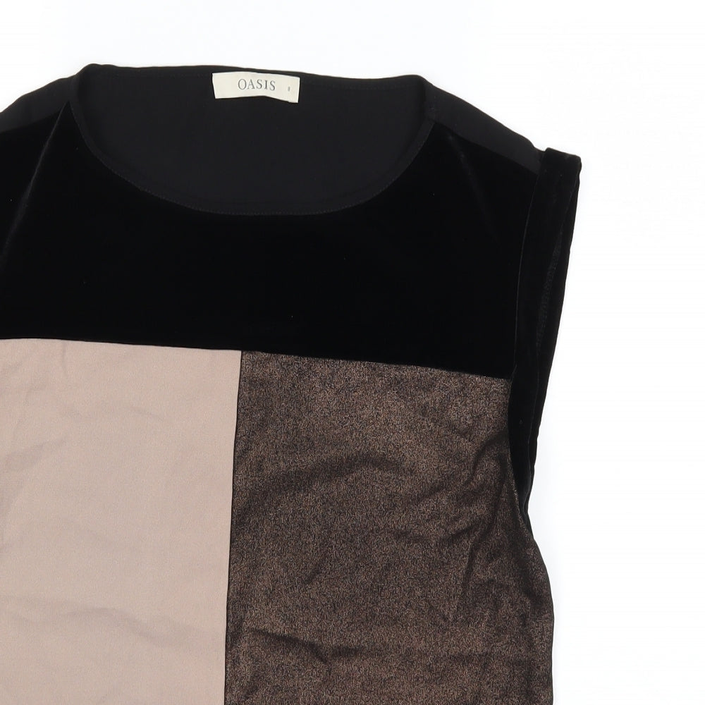 Womens UK Size 8 Oasis Black Basic T-Shirt