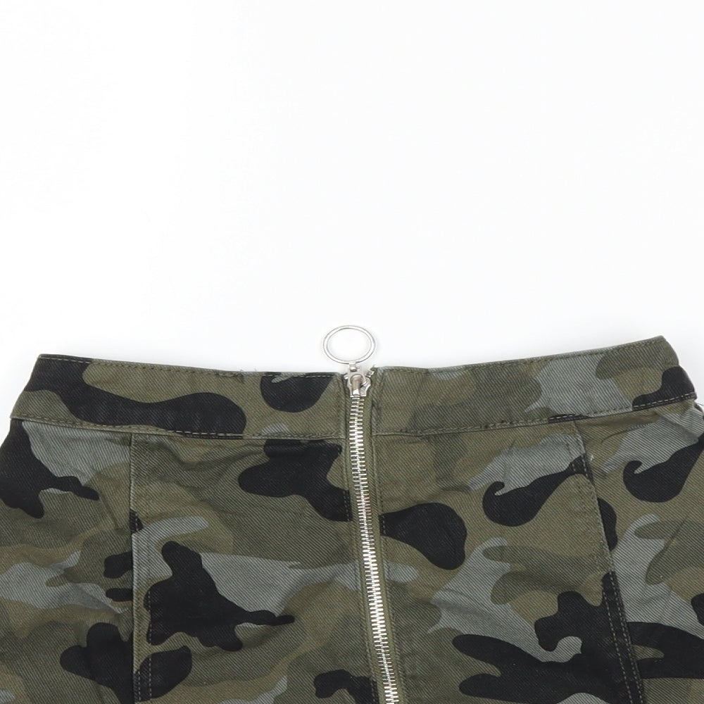 H&M Womens Grey Camouflage Denim Mini Skirt Size 6