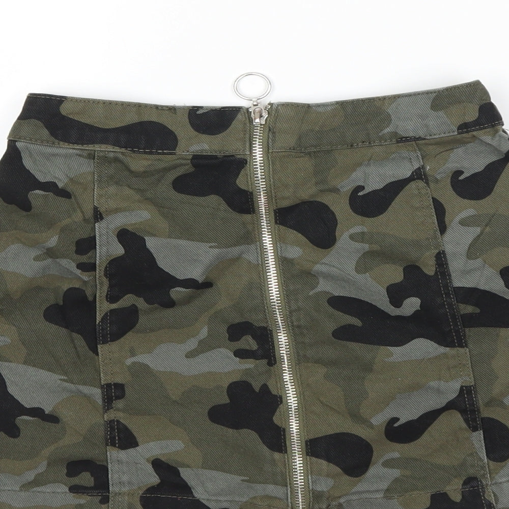 H&M Womens Grey Camouflage Denim Mini Skirt Size 6