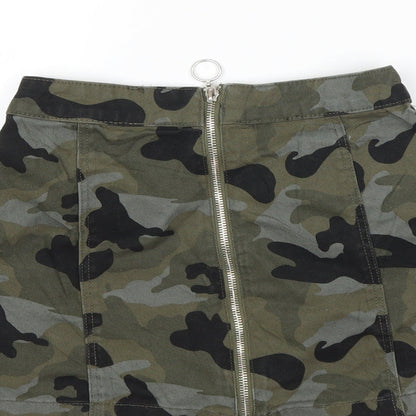 H&M Womens Grey Camouflage Denim Mini Skirt Size 6