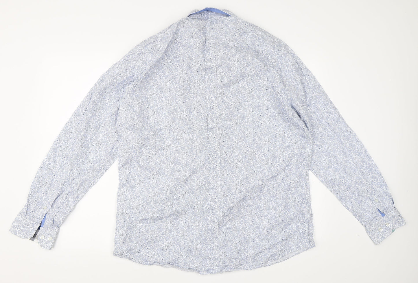 Mens UK Size L Atlantic Bay Blue  Button-Up Long Sleeve Casual Shirt