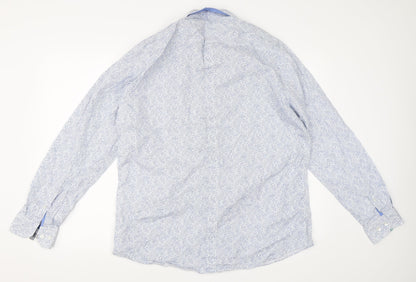 Mens UK Size L Atlantic Bay Blue  Button-Up Long Sleeve Casual Shirt
