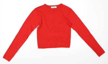 Womens UK Size M Pull&Bear Red Basic T-Shirt