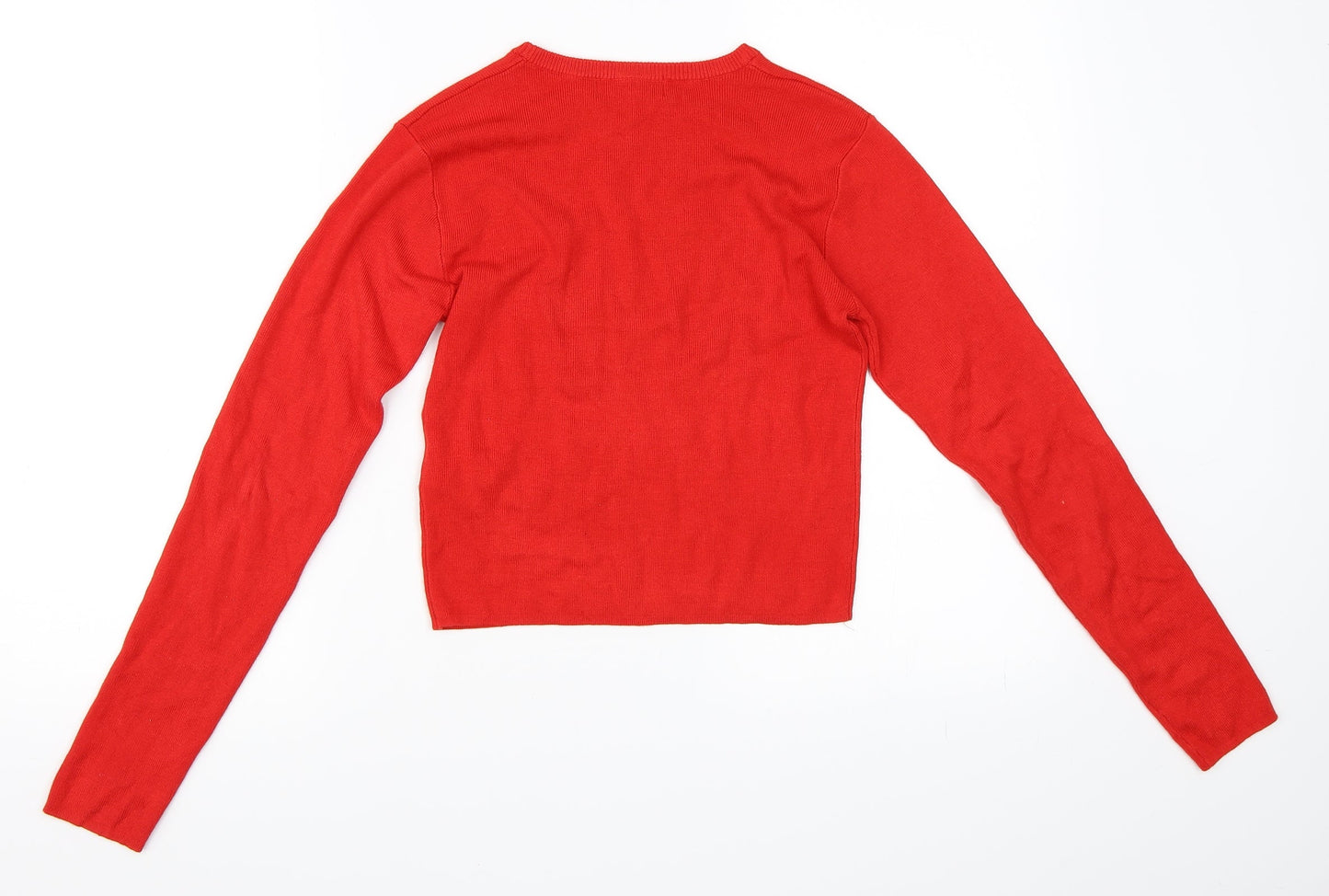 Womens UK Size M Pull&Bear Red Basic T-Shirt
