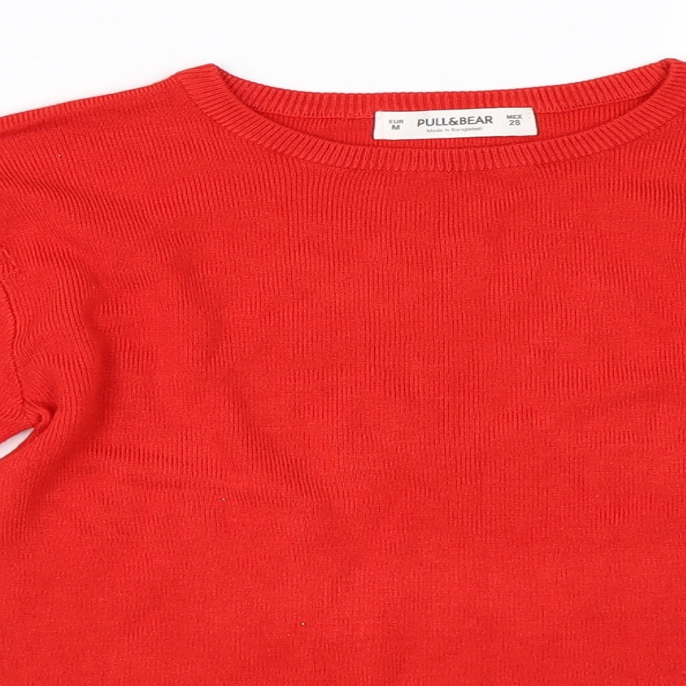 Womens UK Size M Pull&Bear Red Basic T-Shirt