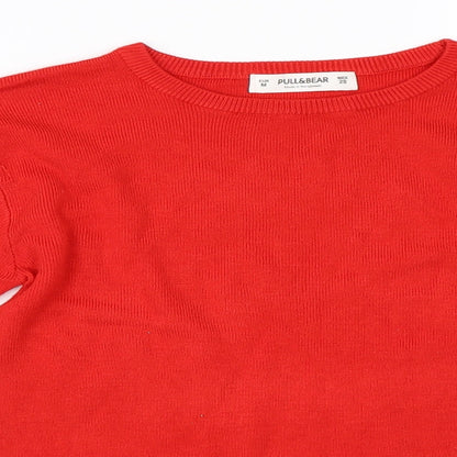 Womens UK Size M Pull&Bear Red Basic T-Shirt