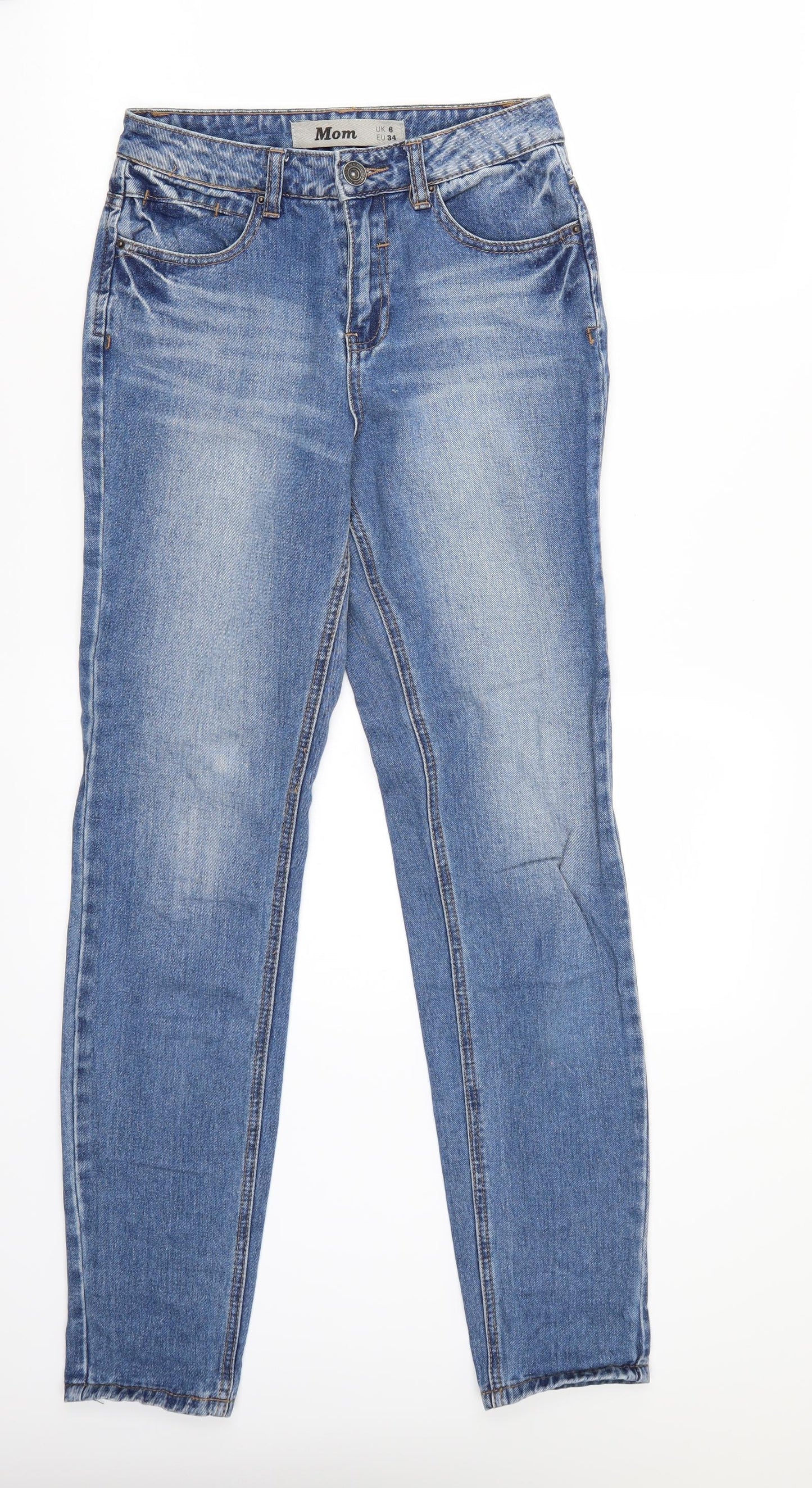 Womens UK Size 6 Newlook Regular Fit Cropped Blue Jeans