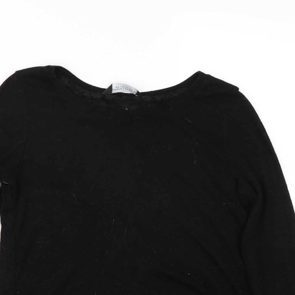 Womens UK Size 10 Dorothy Perkins Black Basic T-Shirt