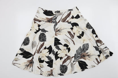 Fosby Womens White Floral  A-Line Skirt