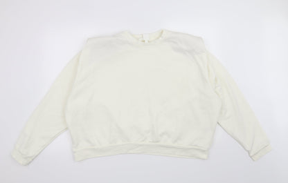 H&M Womens White   Pullover Sweatshirt Size 2XL