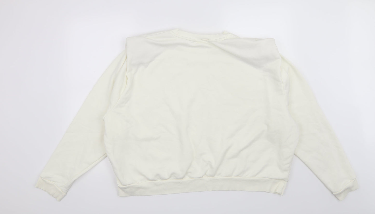 H&M Womens White   Pullover Sweatshirt Size 2XL