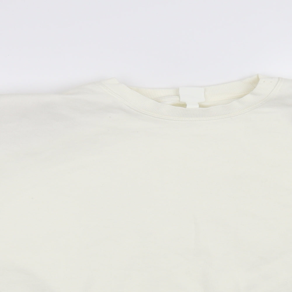 H&M Womens White   Pullover Sweatshirt Size 2XL