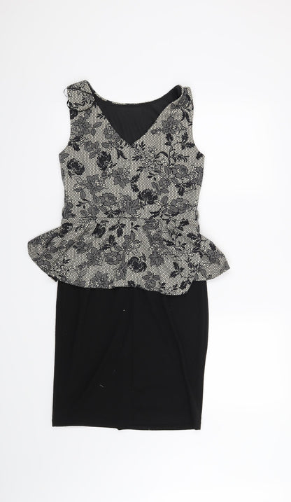 Billie & Blossom Womens Black Floral  Shift  Size 12
