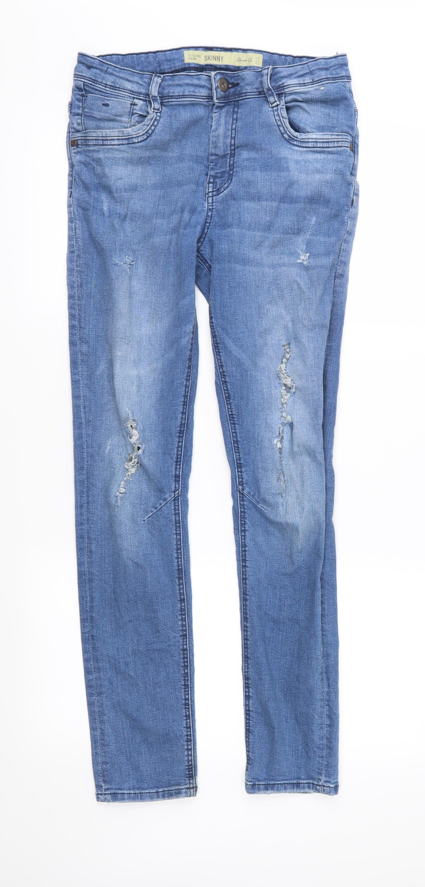 Denim & Co. Girls Blue  Denim Skinny Jeans Size 13-14 Years - Distressed