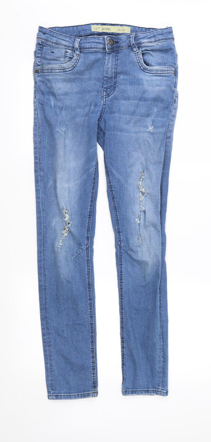 Denim & Co. Girls Blue  Denim Skinny Jeans Size 13-14 Years - Distressed
