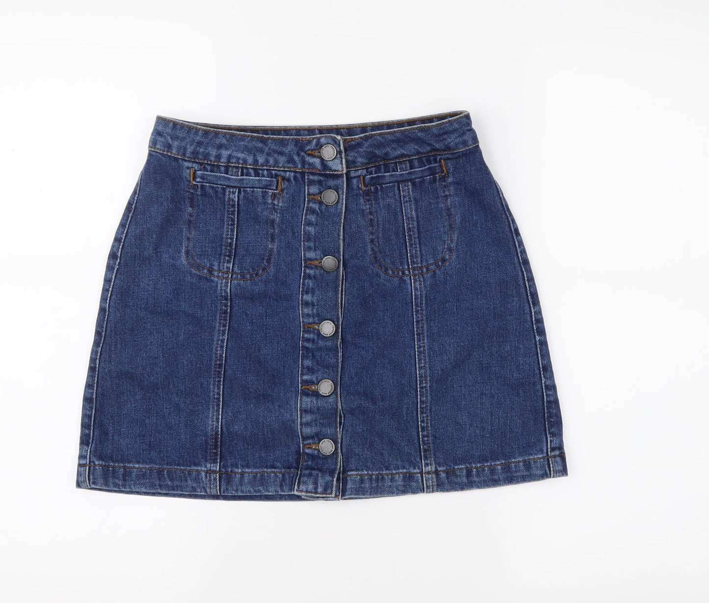 Topshop Womens Blue  Denim A-Line Skirt Size 8
